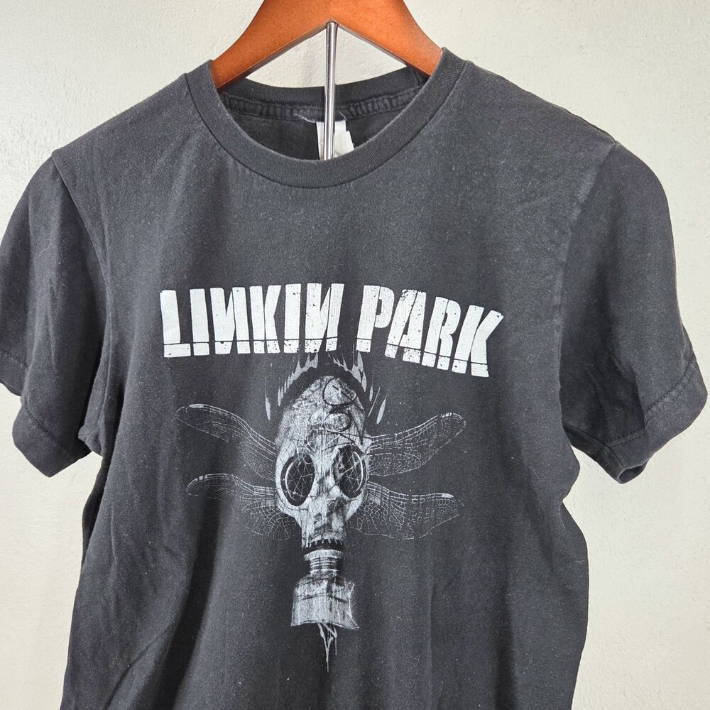 Linkin Park Gas Mask Wings Graphic Band T Shirt Faded Black Sz Small